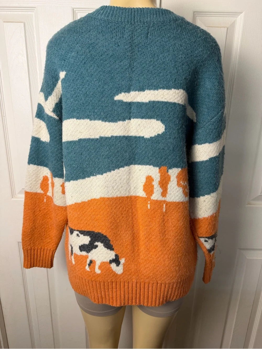 Aelfric Eden vintage Cow Pasture Knit Sweater Womens Medium Cottagecore